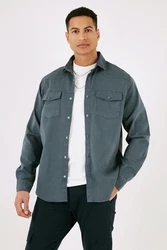 Buratti Langarmhemd Regular Fit Blau/Hellgrau/Grau/Hellblau/Dunkelgrün