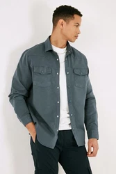 Buratti Langarmhemd Regular Fit Blau/Hellgrau/Grau/Hellblau/Dunkelgrün