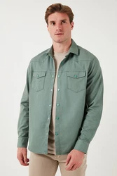 Buratti Langarmhemd Regular Fit Dunkelgrün/Grün/Khaki