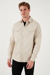 Buratti Langarmhemd Regular Fit Beige/Khaki