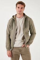 Buratti Sweatshirt Regular Fit Khaki/Dunkelgrün/Beige