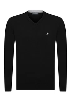 Jacey Quinn Sweatshirt V-Neck Pullover Schwarz/Beige/Lila