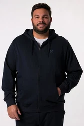 Men Plus Sweatshirt Kapuzen-Sweatjacke Basic Blau/Dunkelblau