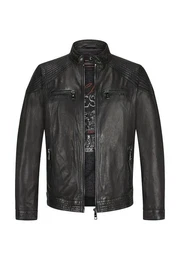 Lederjacke MSParker Biker aus genarbtem Leder