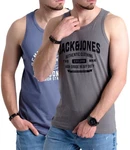Jack & Jones Tanktop mit Print (2er-Pack) Blau/Grau/Dunkelblau/Rot