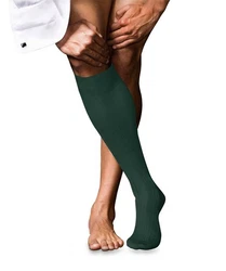 FALKE Kniestrümpfe No. 10 Pure Fil d'Écosse Grün/Dunkelgrün