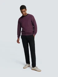 NO EXCESS Rundhalspullover Dunkelrot/Bordeaux/Lila