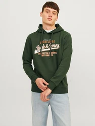 Jack & Jones Sweatshirt JJELOGO SWEAT HOOD 2 COL 24/25 NOOS Dunkelgrün/Grün