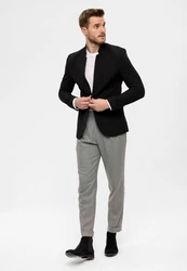 Antioch Winterjacke Slim Fit Stand Collar Jacket Schwarz/Dunkelgrau