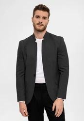 Antioch Winterjacke Slim Fit Stand Collar Jacket Dunkelgrau/Grau