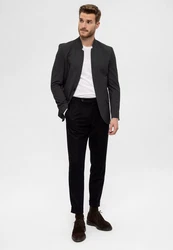 Antioch Winterjacke Slim Fit Stand Collar Jacket Dunkelgrau/Grau