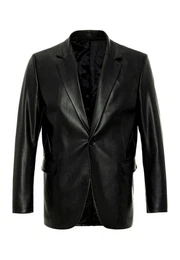 Winterjacke Faux Leather Blazer Jacket