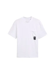 TOM TAILOR Denim T-Shirt Relaxed Fit mit Brusttasche Weiß/Creme