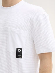 TOM TAILOR Denim T-Shirt Relaxed Fit mit Brusttasche Weiß/Creme