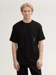 TOM TAILOR Denim T-Shirt Relaxed Fit mit Brusttasche Schwarz
