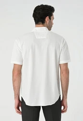 Antioch Blusenshirt High Collar Short Sleeve Shirt Weiß/Creme