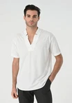 Antioch Blusenshirt High Collar Short Sleeve Shirt Weiß/Creme