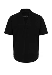 Antioch Blusenshirt High Collar Short Sleeve Shirt Schwarz