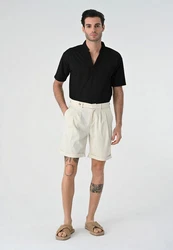 Antioch Blusenshirt High Collar Short Sleeve Shirt Schwarz