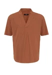 Antioch Blusenshirt High Collar Short Sleeve Shirt Orange/Braun