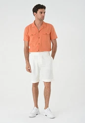 Antioch Blusenshirt Lapel Collar Short Sleeve Orange