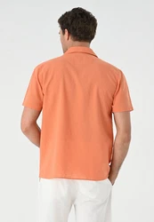 Antioch Blusenshirt Lapel Collar Short Sleeve Orange