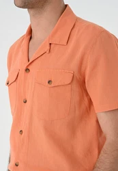 Antioch Blusenshirt Lapel Collar Short Sleeve Orange