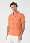 Antioch Blusenshirt Lapel Collar Short Sleeve Orange