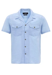 Antioch Blusenshirt Lapel Collar Short Sleeve Hellblau/Blau