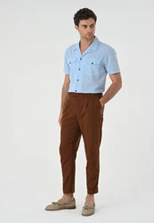 Antioch Blusenshirt Lapel Collar Short Sleeve Hellblau/Blau