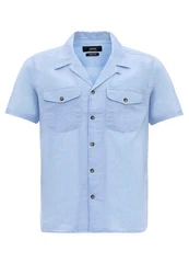 Antioch Blusenshirt Lapel Collar Short Sleeve Hellblau/Blau