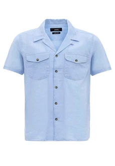 Antioch Blusenshirt Lapel Collar Short Sleeve Hellblau/Blau