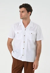Antioch Blusenshirt Lapel Collar Short Sleeve Weiß/Creme
