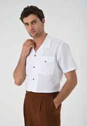Antioch Blusenshirt Lapel Collar Short Sleeve Weiß/Creme