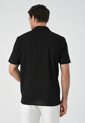 Antioch Blusenshirt Lapel Collar Short Sleeve Schwarz