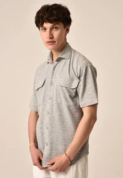Antioch Blusenshirt Kurzarmshirt Hellgrau/Grau/Hellblau/Beige/Silber/Dunkelrot