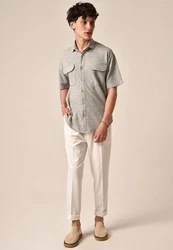 Antioch Blusenshirt Kurzarmshirt Hellgrau/Grau/Hellblau/Beige/Silber/Dunkelrot