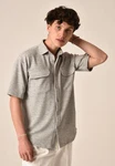 Antioch Blusenshirt Kurzarmshirt Hellgrau/Grau/Hellblau/Beige/Silber/Dunkelrot