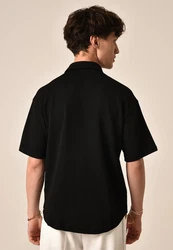 Antioch Blusenshirt Kurzarmshirt Schwarz/Dunkelblau
