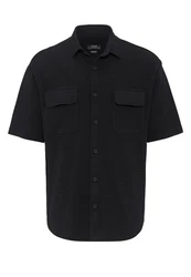 Antioch Blusenshirt Kurzarmshirt Schwarz/Dunkelblau