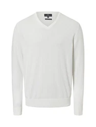 Nils Sundström Strickpullover Creme/Grau/Weiß