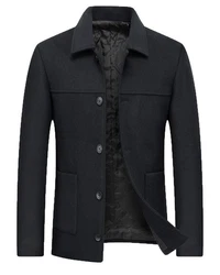 Allthemen Wollmantel Herren Wintermantel Slim Fit Kurzmantel Schwarz/Dunkelblau/Dunkelgrau