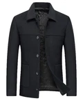 Allthemen Wollmantel Herren Wintermantel Slim Fit Kurzmantel Schwarz/Dunkelblau/Dunkelgrau