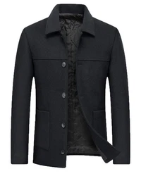 Allthemen Wollmantel Herren Wintermantel Slim Fit Kurzmantel Schwarz/Dunkelblau/Dunkelgrau