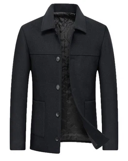 Allthemen Wollmantel Herren Wintermantel Slim Fit Kurzmantel Schwarz/Dunkelblau/Dunkelgrau