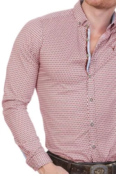 Hatico Trachtenhemd MAXIM bordeaux/oliv