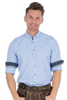 Hatico Trachtenhemd PURE Tracht Hemd MELCHOR hellblau/rot