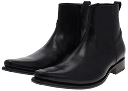 12322 BIOSCA Schwarz Westernstiefelette Rahmengenht Herren Stiefeletten