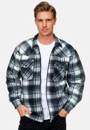 Blouson Fleece Hemd Holzfller Jacke Kariert Gefttert 2575 in Grau-Blau