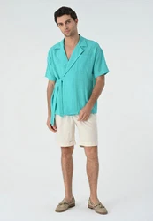 Antioch Blusenshirt Side Tie Shirt Türkis/Hellblau/Grün/Blau